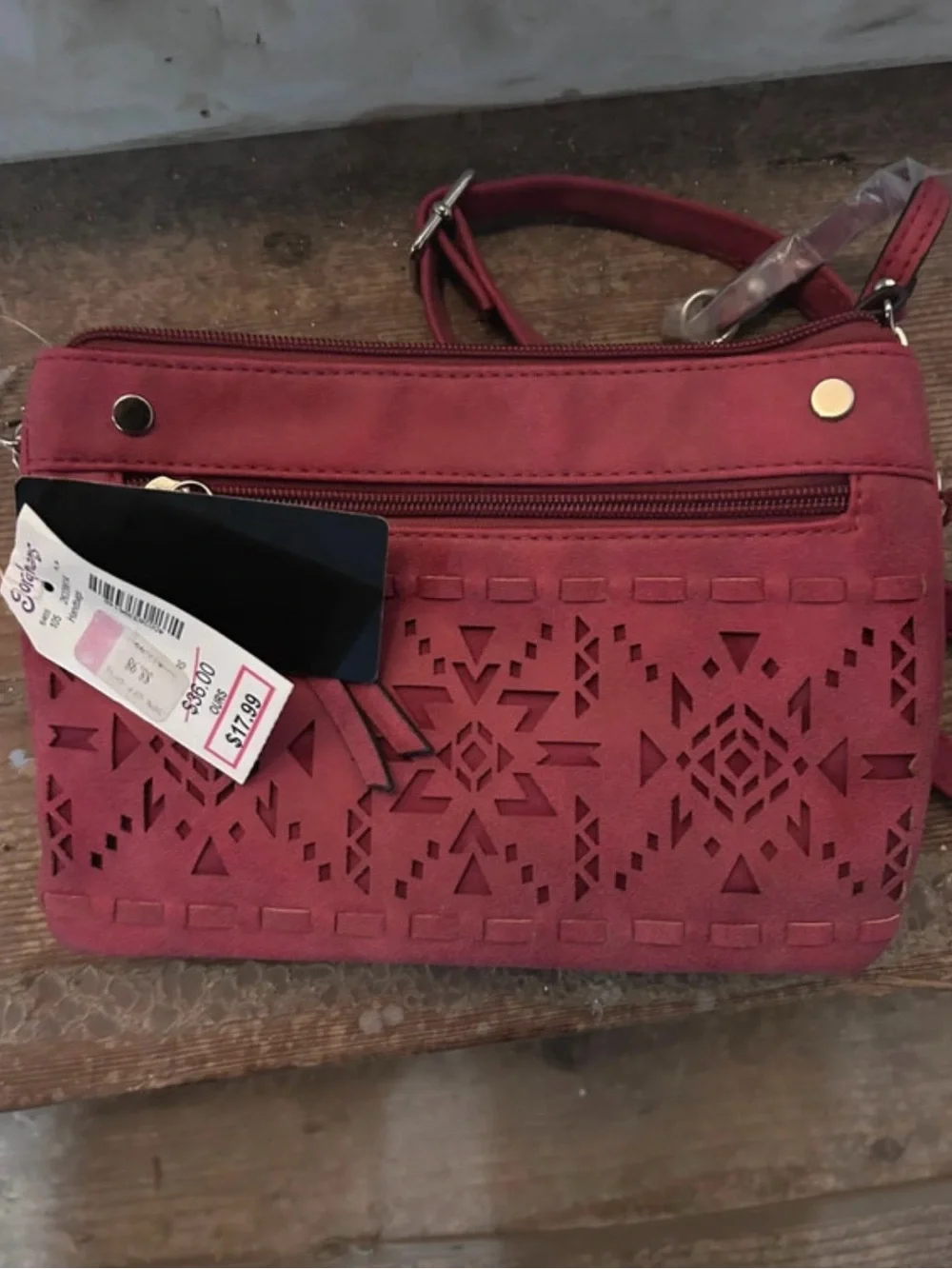 Laser-Cut Crossbody Bag in Raspberry Pink - Stylish Everyday Carry